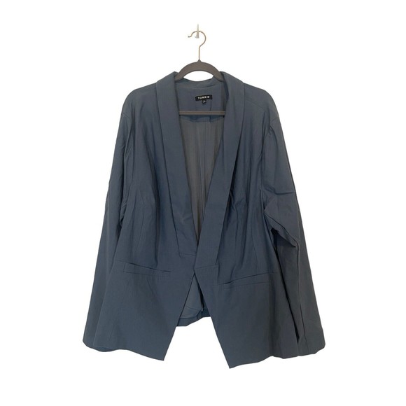 Torrid Blazer Womens 5 Blue/Gray Jacket Open Front Professional Career Wear Plus - Picture 1 of 13